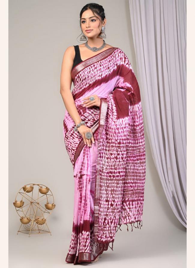 Linen Multi Colour Casual Wear Printed Saree